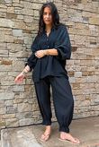 Mimi Pillow Cotton Batwing Blouse Black